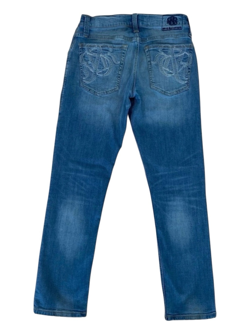 Rock & Republic men jeans light blue stretchy distressed denim slim straight 32